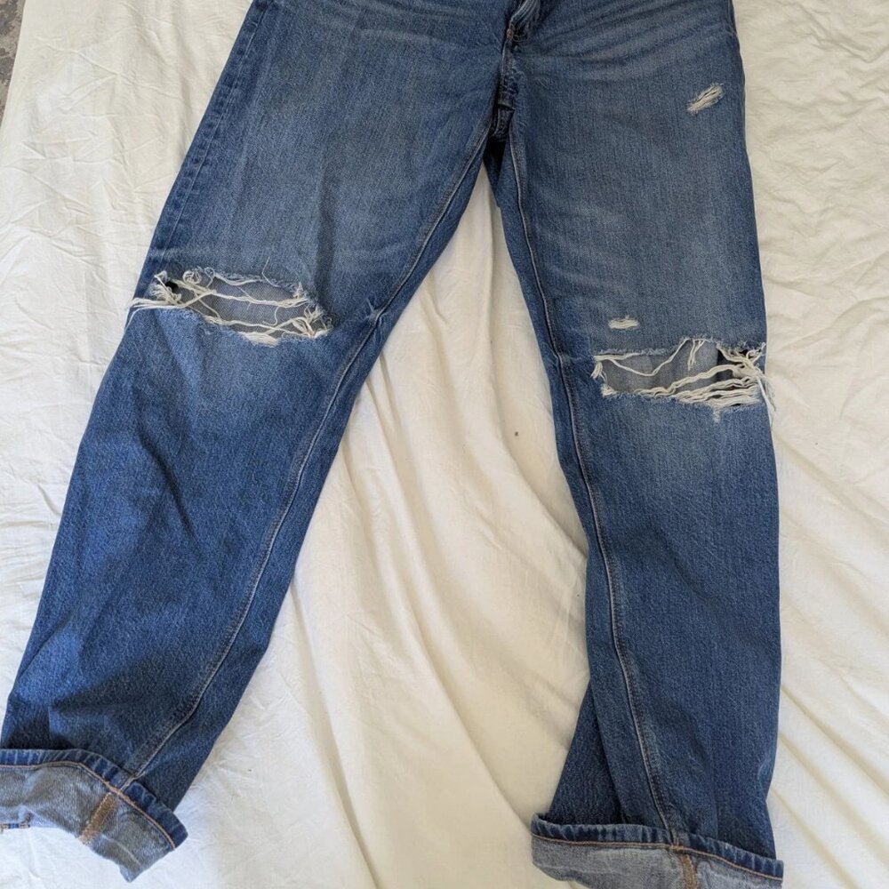 American Eagle Stretch Distressed Comfort Waistband Denim Jeans Medium Blue